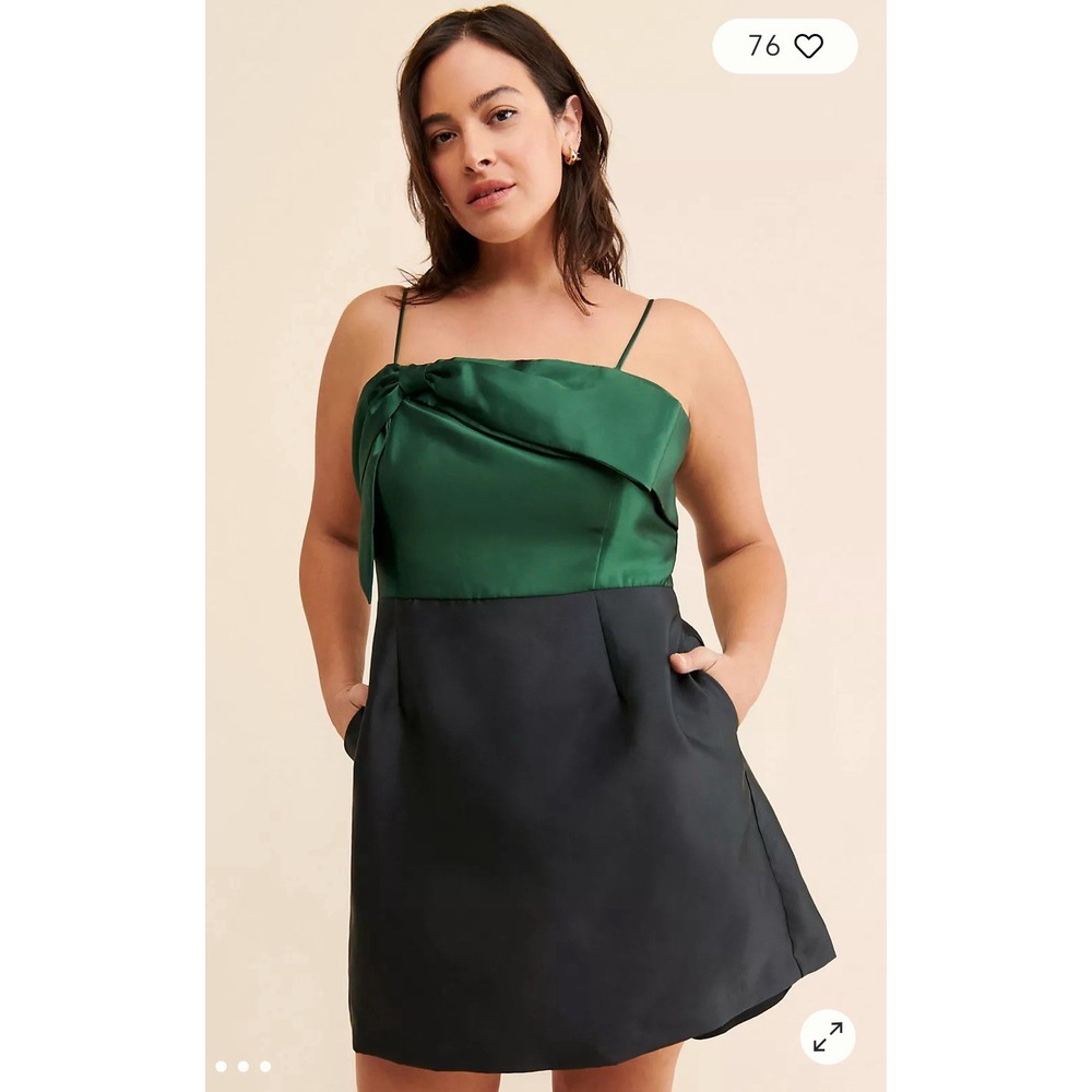 Hutch Green and Black Satin Mini Dress